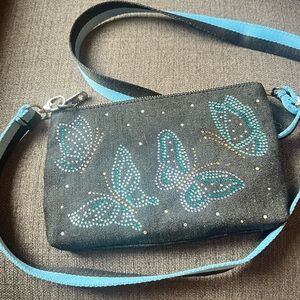 Brighton crossbody bag with rhinestone butterflies